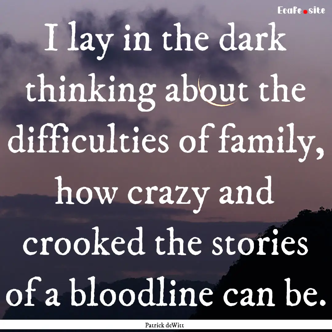 I lay in the dark thinking about the difficulties.... : Quote by Patrick deWitt