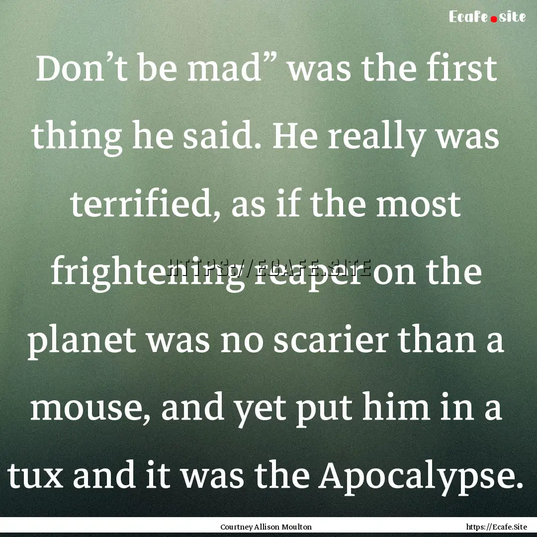 Don’t be mad” was the first thing he.... : Quote by Courtney Allison Moulton