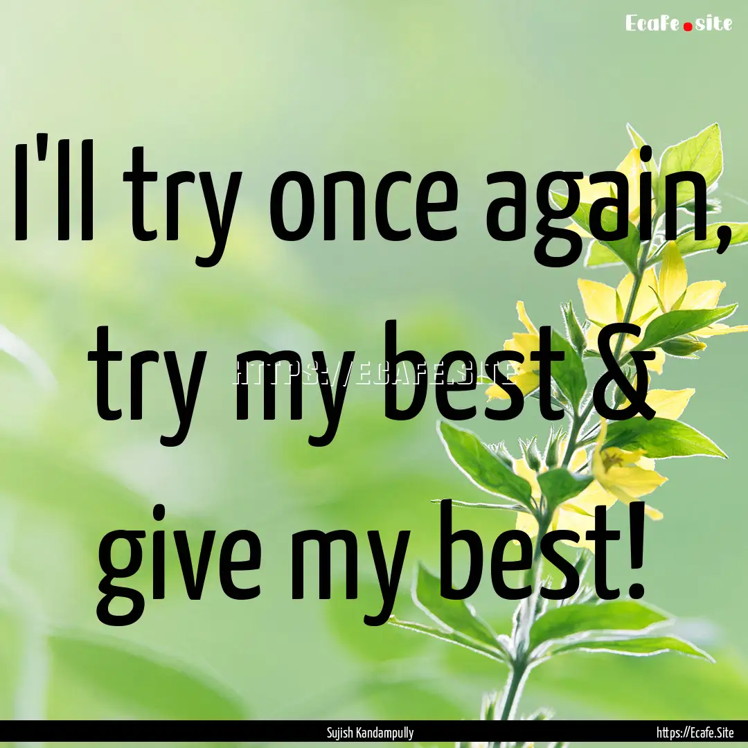 I'll try once again, try my best & give my.... : Quote by Sujish Kandampully